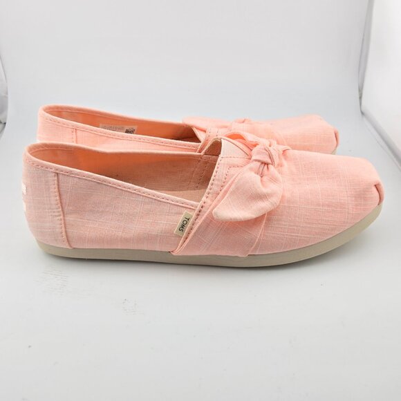 TOMS Women’s Classic Espadrille Flats Sz 6.5 Linen Spanish Villa Bow Crosshatch - Picture 4 of 11